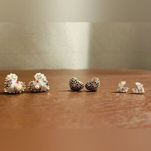 Heart stud fashion earrings (3 pairs)